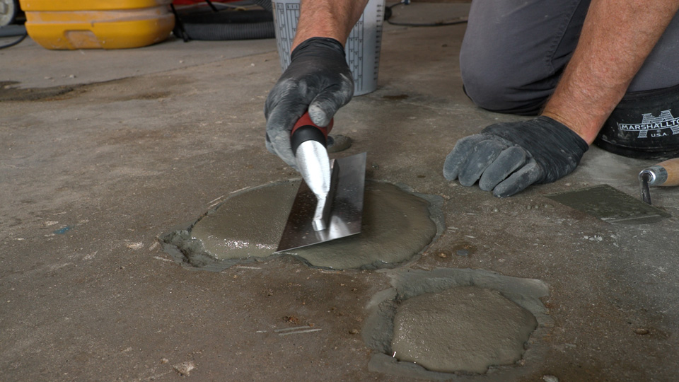 troweling the concrete